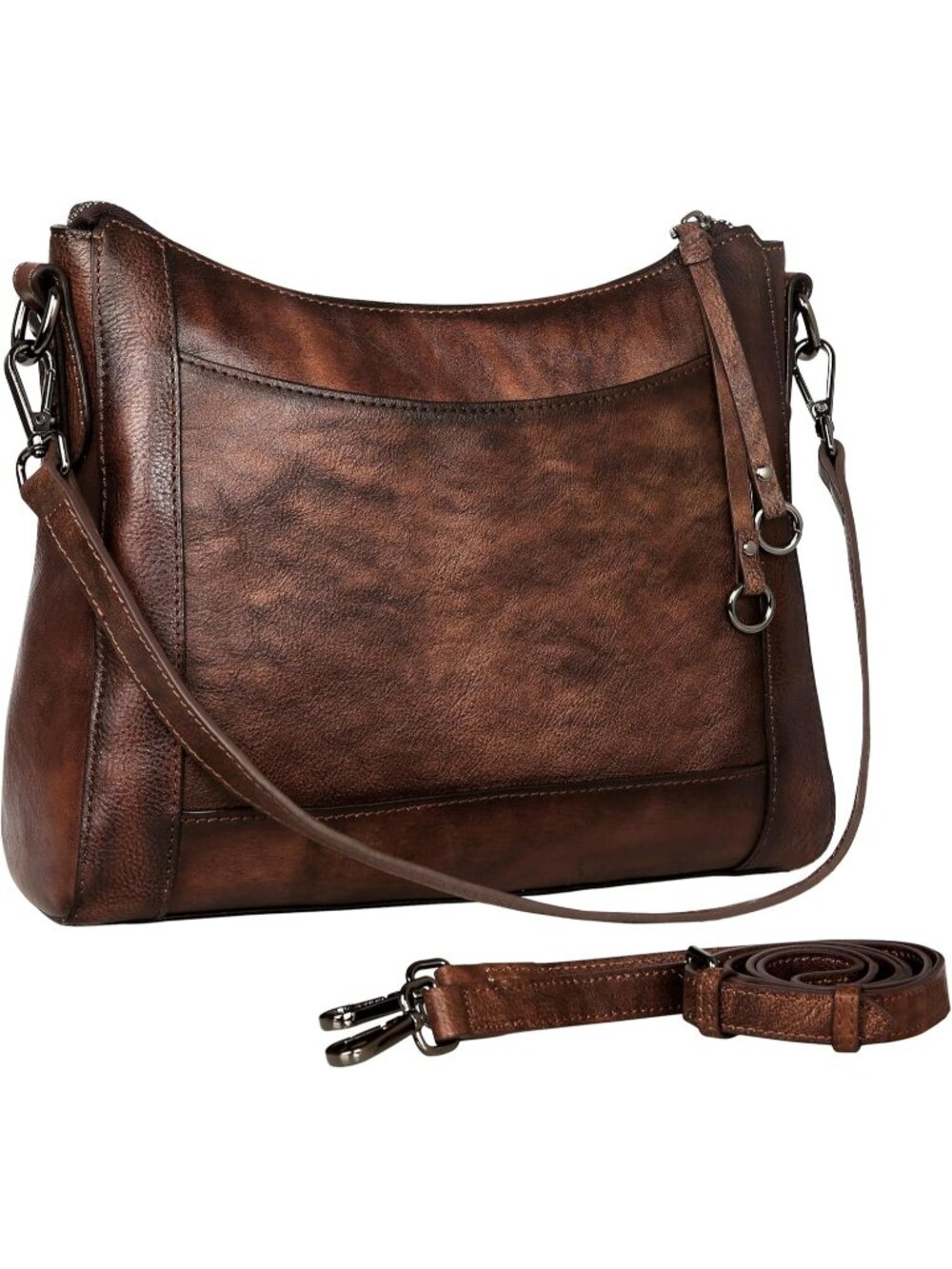 Women's Coffee Leather Crossbody Fashion Satchel Handbags with Adjustable Straps